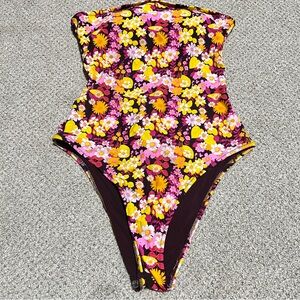 Aerie Bright Floral One Piece Swimsuit - Pink, Yellow, White